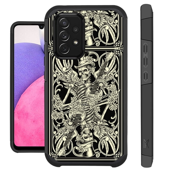 Compatible with Samsung Galaxy A33 5G Hybrid Fusion Guard Phone Case Cover (Skull Guitar)