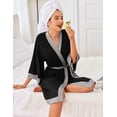 thumbnail image 3 of Ekouaer Robes for Women Knee Length Bathrobe Lightweight Kimono Robe 3/4 Sleeve Sleepwear with Pockets, 3 of 6