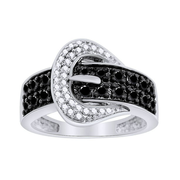 Black and white diamond belt ring edens garden