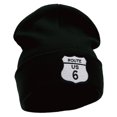 thumbnail image 4 of Route US 6 Embroidered 12 Inch Long Knitted Beanie - Black OSFM, 4 of 5