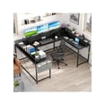 thumbnail image 1 of Bingirl Bureau de Jeu en Forme de U de 126 Pouces : avec Support pour Moniteur, Lumières DEL, Forme Réversible, Prises de Courant, Sac de Rangement et Crochets - Idéal pour un Grand Bureau d'Angle, 1 of 7