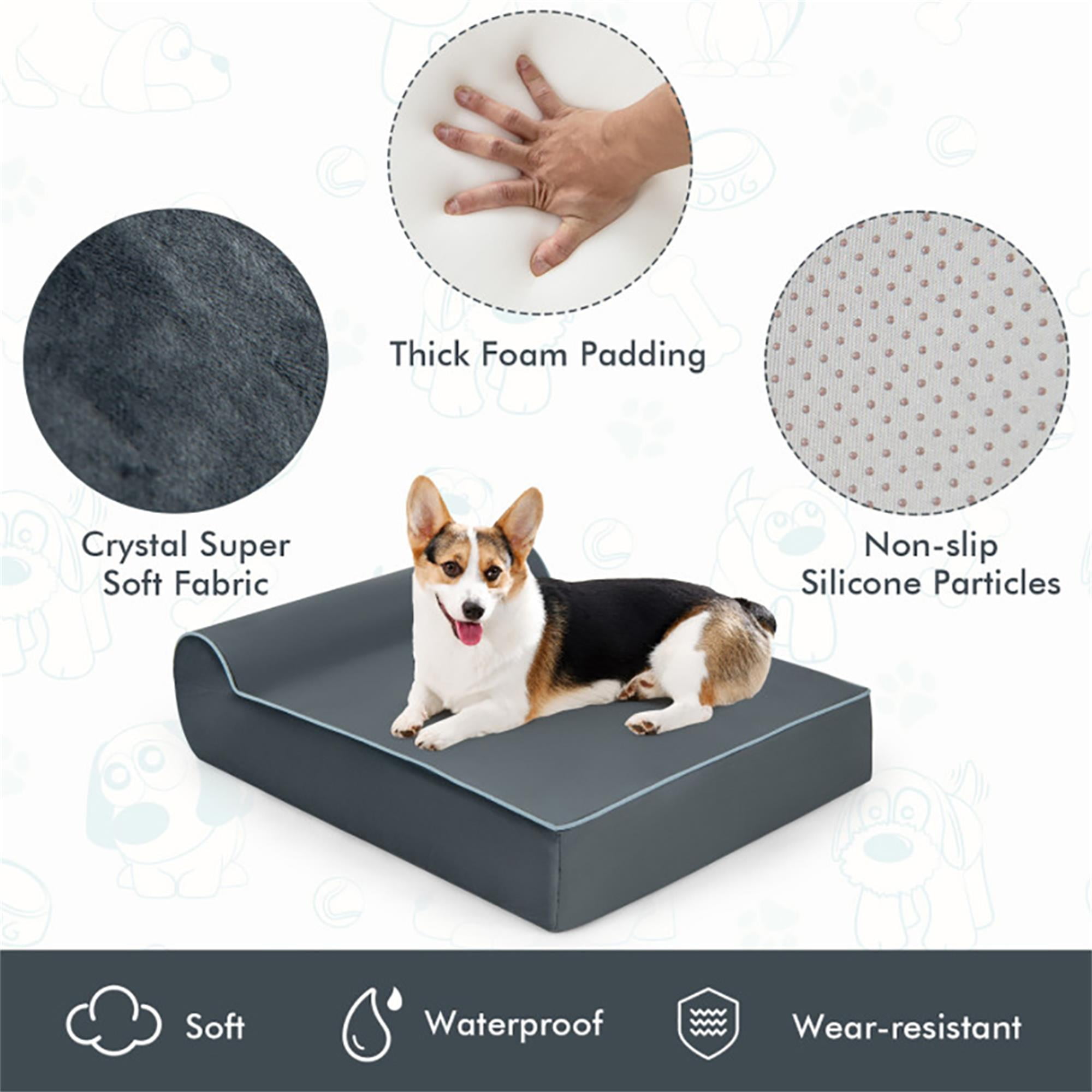 Kadyn 40" Orthopedic Dog Sofa for Large Dogs, Removable Washable Cover Dog Bed with Headrest, Cat Couch Pet Bed, Gray