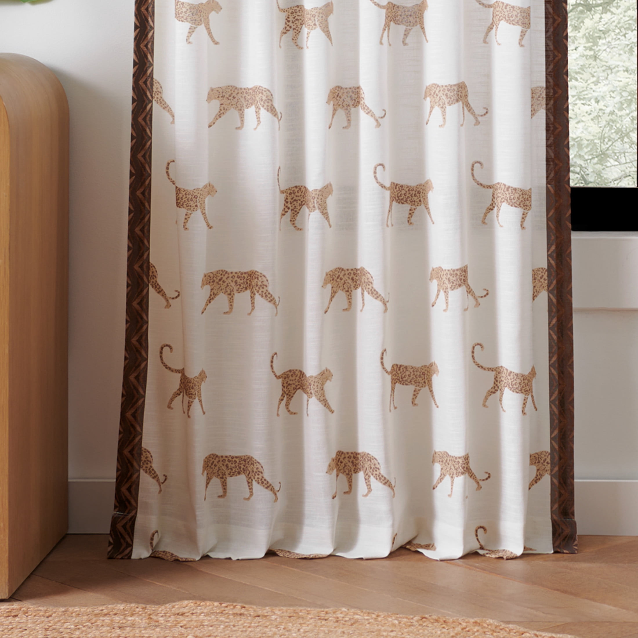 Rochelle Porter Jaguars Single Panel Curtain Poletop Rod Pocket, Cotton, Ivory, Light Filtering, Adult, 50" W x 108" L