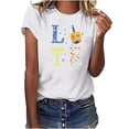 thumbnail image 2 of Penkiiy Happy Hanukkah Shirt Women Chrismukkah Shirt Cat Candle Shirt Love and Light T-Shirt Festival Short Sleeve Tops White, 2 of 8
