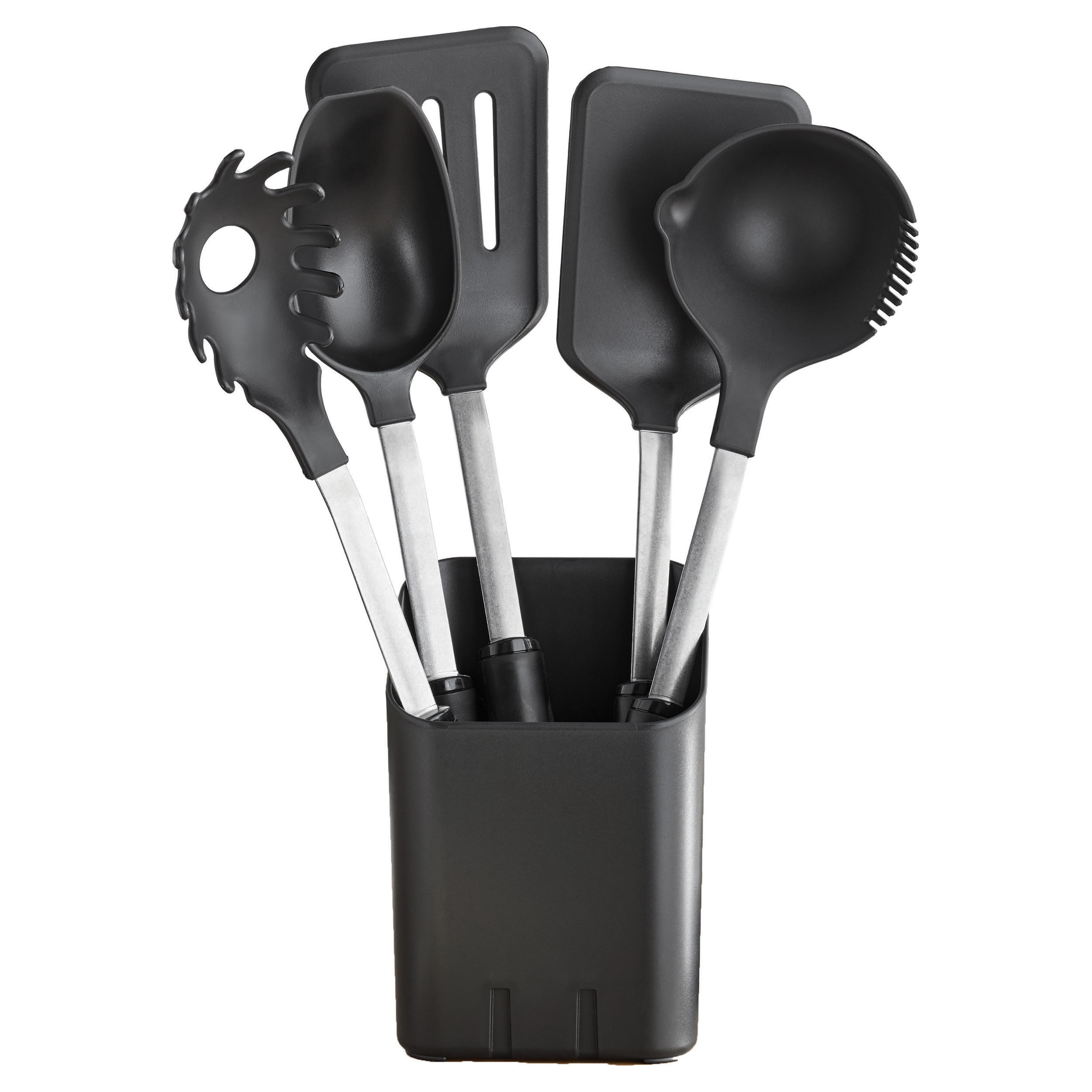 Mainstays 6pc Stainless Steel and Nylon Kitchen Tool Caddy Set Includes