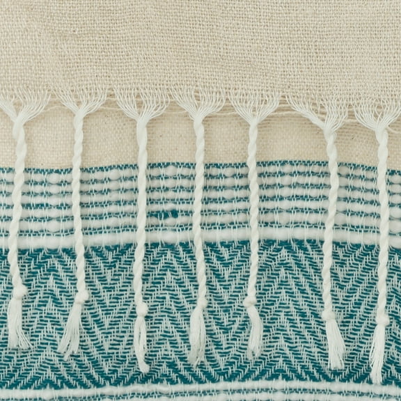Rizzy Home Chevron Stripe Hand Loomed Cotton Throw Teal/Natural