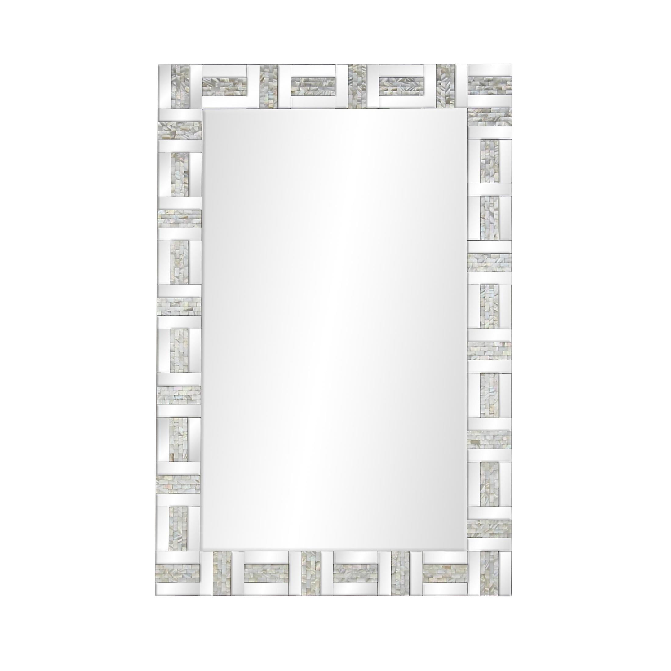 DecMode 32" x 47" Silver Geometric Wall Mirror