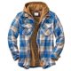thumbnail image 1 of Chaqueta de franela con forro térmico para hombre, camisa de trabajo de franela a cuadros de manga larga con botones y capucha acolchada de manga larga., 1 of 5