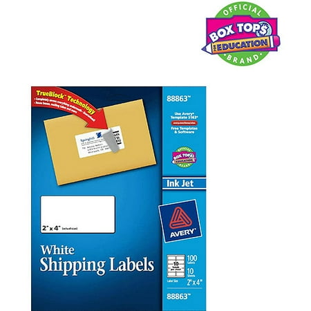 Avery Shipping Inkjet Label, White, 100ct