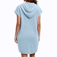 thumbnail image 6 of Zynoxe Womens Hooded Robes Lightweight Water Absorbent Bathrobe for Women Versatile Solid Color Short Sleeve Button Loungewear Robe Soft Coral Fleece Nightgown Bathrobe Free Size, 6 of 8