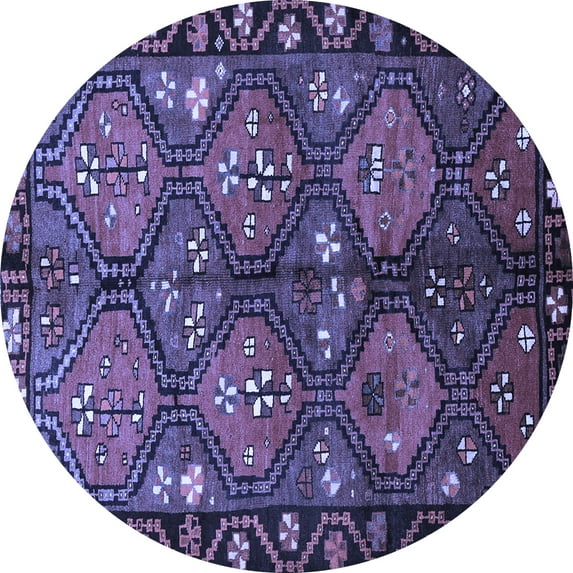 Ahgly Company Machine Washable Indoor Round Persian Blue Traditional Area Rugs, 6' Round