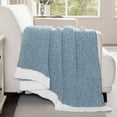 thumbnail image 5 of Exclusivo Mezcla Knit Throw Blanket, Ultra Soft Cozy Fluffy Blankets, Lightweight Fuzzy Plush Throw for Couch and Bed, Mixed Blue, 50"x60", 5 of 9