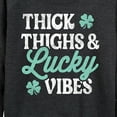 thumbnail image 3 of Instant Message - Thick Thighs And Lucky Vibes - Women's Lightweight French Terry Long Sleeve Shirt, 3 of 6