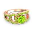 thumbnail image 3 of 2.50 Carat Round Cut Peridot Gemstone Luxurious Bridal Ring for Ladies Solid 14K Rose Gold Size 4.5 by Diamond-Capitals, 3 of 8