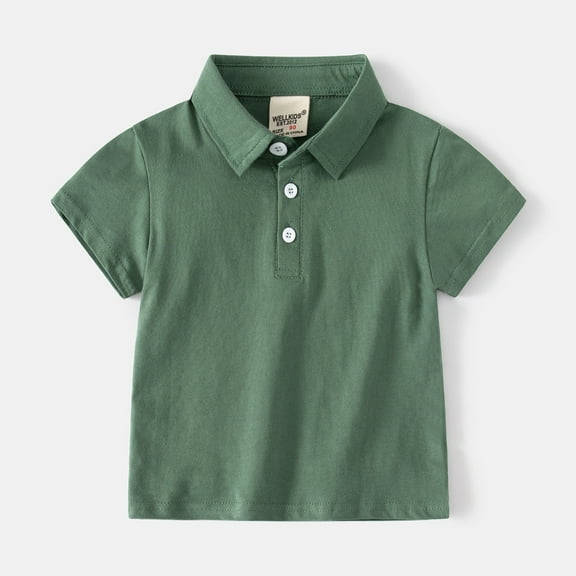 LIUYUNNN Toddler Youth Polo Shirts for Boys Short Sleeve Boys Green Button down Shirt Boys Uniform Shirts Casual Tops 18-24 Months ShirtsBoys Girls Four Seasons Outfits