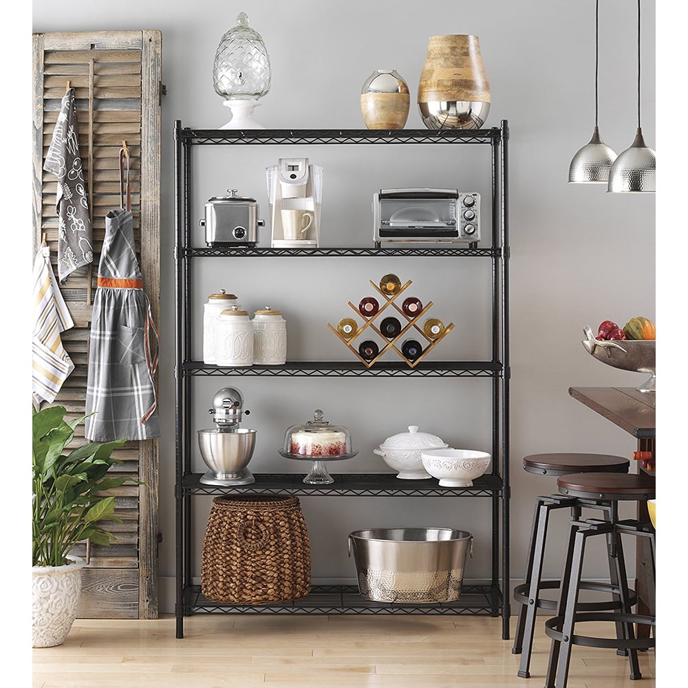 Whitmor Supreme 5 Tier Metal Adjustable Shelving, 500 lb Shelf Capacity - Black-Adult Use