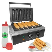 GorillaRock Corndog Waffle Maker | Nonstick Coating | 110V | 6 Pcs (3+3 Pcs)