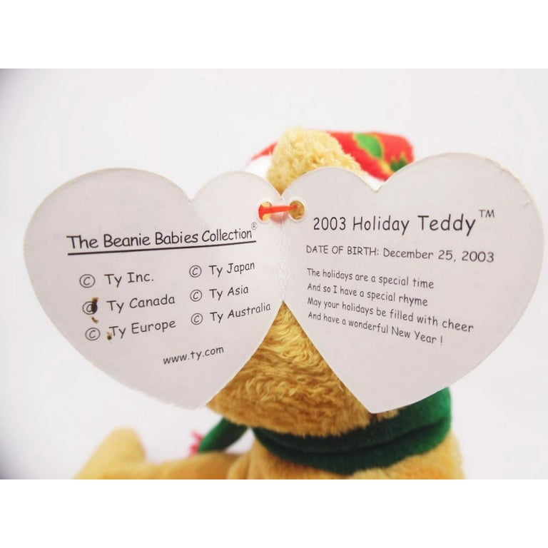 Ty Beanie Baby 2003 Holiday Teddy the Bear Stuffed Animal MWMT Walmart