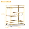 thumbnail image 3 of SULIVES Gold Bar Carts with 4 Tier Shelves Wine Rack, Tempered Glass Holder, and Lockable Wheels, 3 of 7
