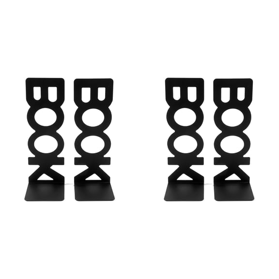 4 Pcs Bookend, Metal Non-Skid Decorative Bookends for Shelves, Home Office School Library – Book Stopper