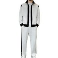 thumbnail image 2 of Kakii Men's Two-Tone Sport Set, Block Track Suit with Zip-Front Jacket & Side Stripe Joggers, Casual Performance Wear, 2 of 7
