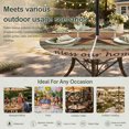 thumbnail image 6 of Round Outdoor Tablecloth with Umbrella Hole and Zipper, Western Texas Star Retro Tablecloth with Elastic Waterproof, Vintage Farmhouse Green Brown Wooden Patio Table Covers for 36" - 44" Pool Tables, 6 of 9