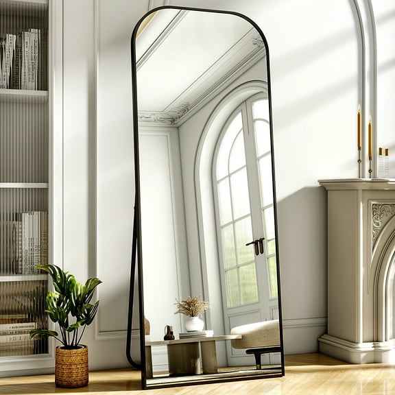 BEAUTYPEAK 21"x57" Rounded Top Full Length Mirror Floor Mirror,Black