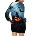 thumbnail image 7 of Taqqpue Halloween Print Hoodie Dress for Women Fashion Ghost Pumpkin Witch Mini Dresses Long Sleeve Outfit Cosplay Party Dress with Pockets, 7 of 7