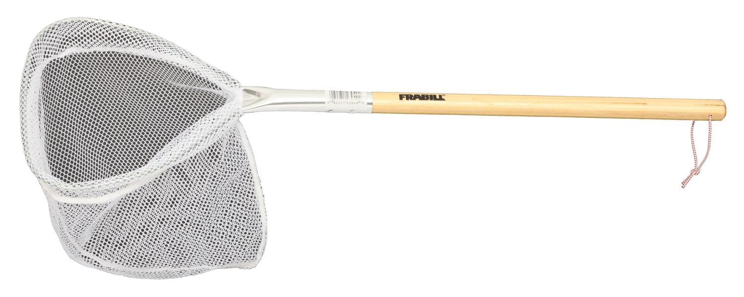 Plano Molding Frabill 3049 Wood Handle Baitwell Net, 9" X 8" D shaped hoop with fixed handle.