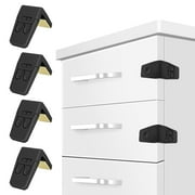 Cabinet Locks for Babies - 4 Pack Child Proof Cabinet Locks Child Safety Locks for Cabinets Baby Proofing Angle Type Drawer Locks Latches with Strong Adhesive for Drawers Doors Cabinets Black