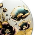 thumbnail image 3 of Designart "Euphoric Poppy Floral in Gold and Purple" Floral Poppy Metal Round Art Print, 3 of 5