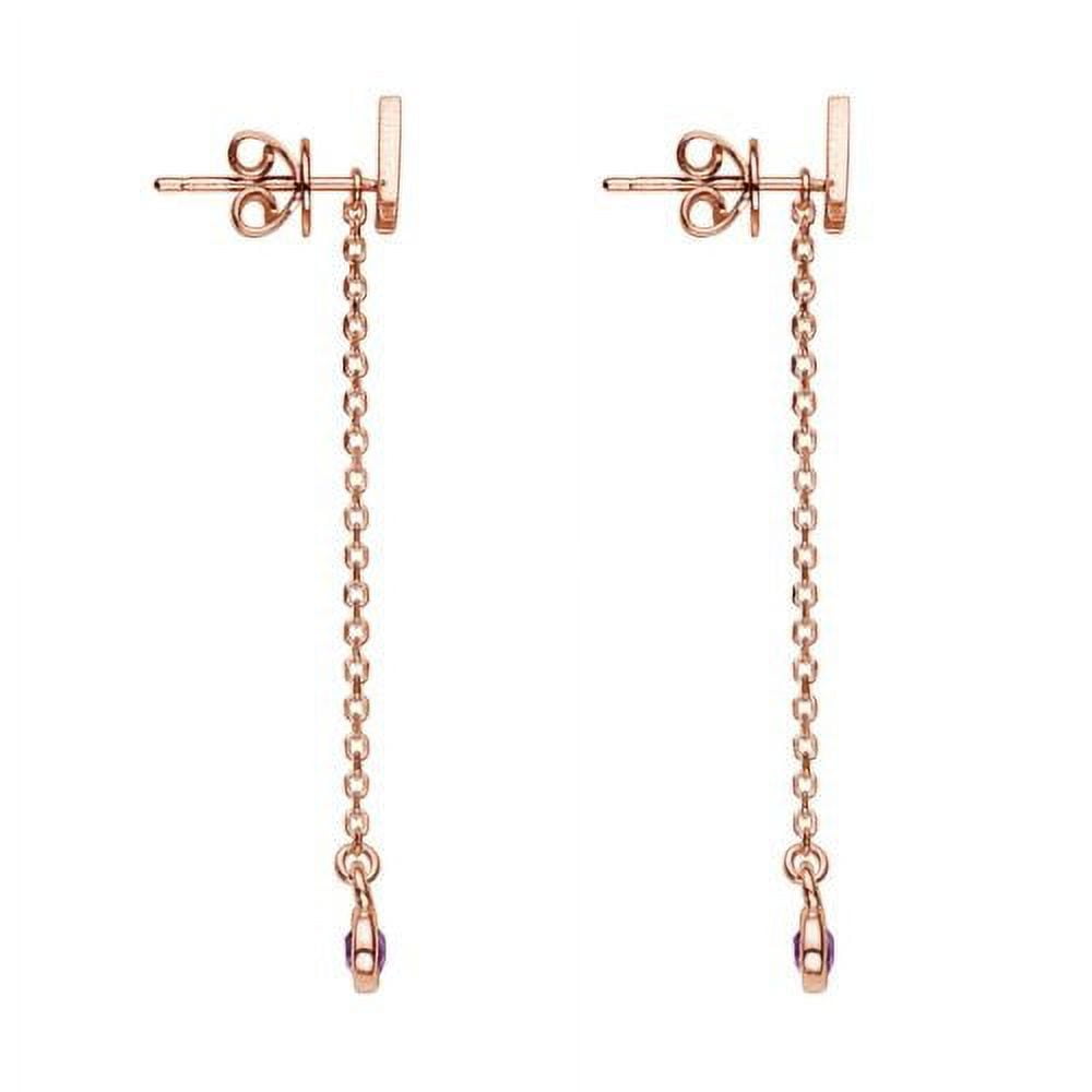 Personalized Planet Women's Rose Gold over Sterling Name with Birthstone Dangle Crawler Earrings
