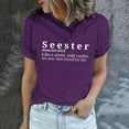 thumbnail image 2 of Virmaxy Seester Like a Sister Only Cooler Womens Trendy Letter Printed Tunic Tops Funny Graphic Shirt Casual Fashion Soild Short Sleeve Blouse Spring Summer Fashion Casual Baggy Basic Tee Purple L, 2 of 6