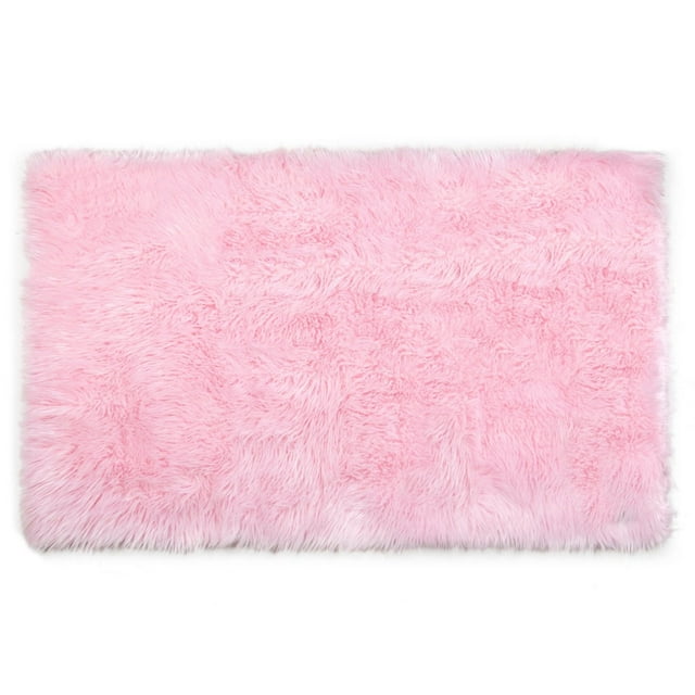 Home Decor Inc Mainstays Kids Faux Fur Rug, Light Pink – 30" x 45", Soft and Cozy Fur Rug
