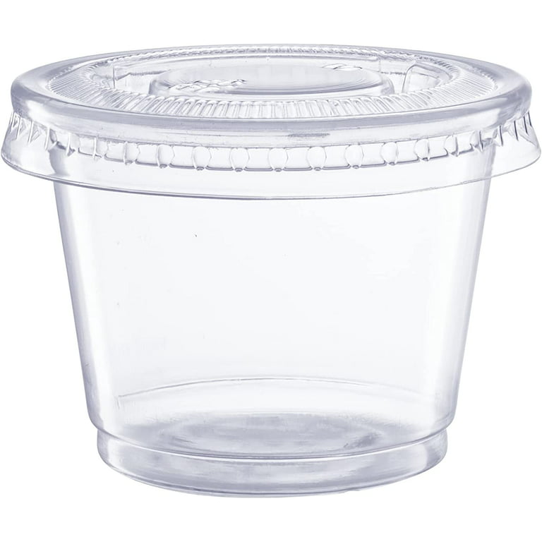 Comfy Package [50 Sets] 5.5 oz. Plastic Portion Cups with Lids, Souffle Cups, Condiment Cups