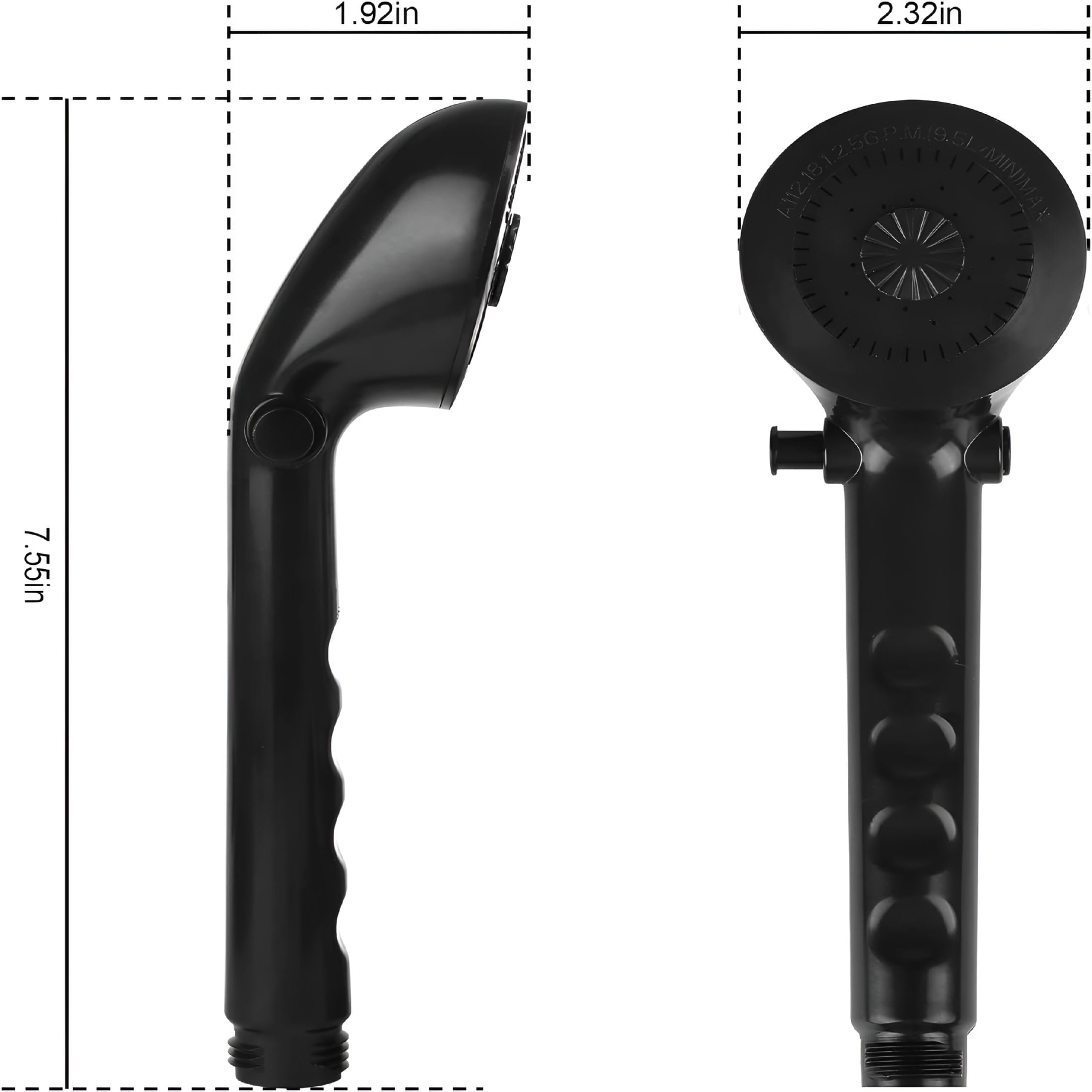 HIBIBUD Rv Shower Head with Hose - Non-Metallic Outdoor Rv Shower Kits Replacement with Pause Function for Rvs, Fifth Wheels, Motor Homes, Travel Trailers, Campers, Boats, Black