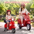 thumbnail image 2 of Vespa Officially Licensed 12V Kids Ride On Motorcycle, Dual 100W Motors Electric Scooter with Training Wheels, PU Seat, Storage Trunk, Music & LED Lights, Ages 3-6, Red, 2 of 10