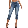 thumbnail image 1 of Jeans Capri pour Femmes 2026, Denim Extensible, Ourlet Usé, Jambe Droite Délavée, Pantalon Décontracté Mode, 1 of 6