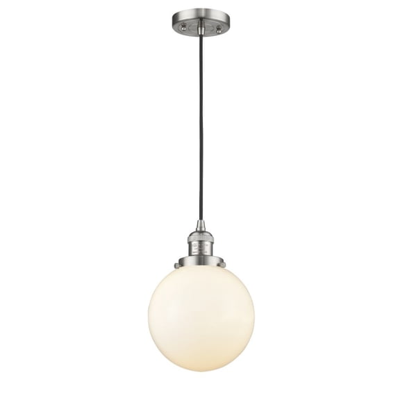 Innovations 201C-SN-G201-8-LED Large Beacon 1 Light Mini Pendant part of the Franklin Restoration Collection, Brushed Satin Nickel