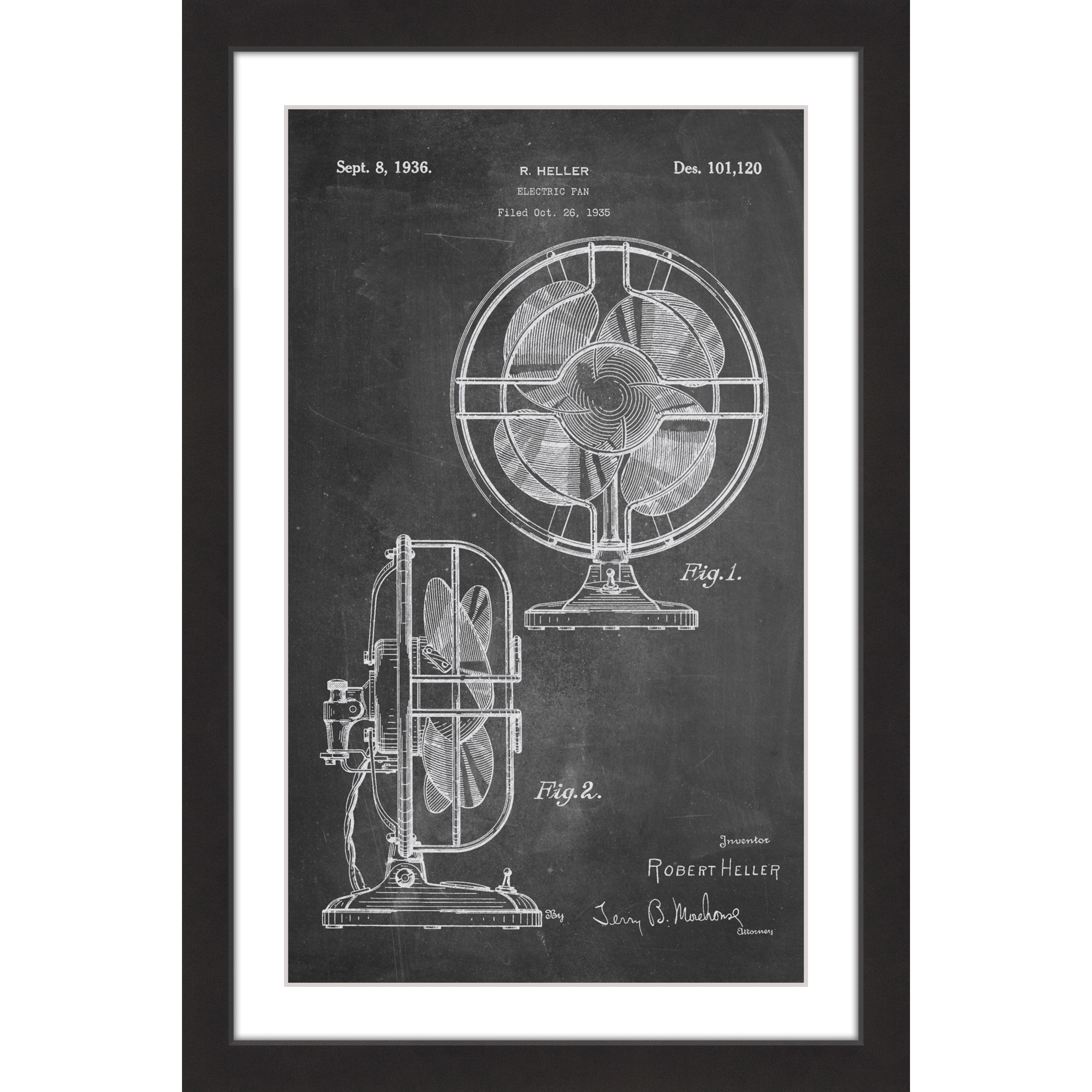 Marmont Hill - "Electric Fan 1935 Chalk" by Steve King Framed Painting Print