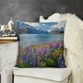 Rustic Throw Pillow Cushion Cover, Field of Lupin Wildflowers on The