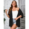 thumbnail image 5 of SHOWMALL Plus Size Cardigan for Women Summer Short Sleeve Black 3X Open Front Lightweight Cardigan with Pockets Drape Beach Cover Up, 5 of 7