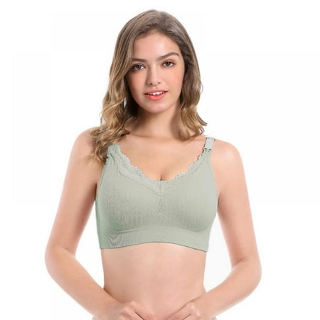 

Spdoo Women s Wireless Nursing Bra Lace Breast-feeding Bra Green M