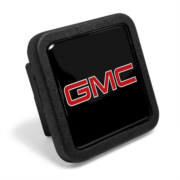 iPick Image for GMC in Red Black Rubber Heavy-Duty 2" Trailer Tow Hitch Receiver Cover for Class 3 and Class 4, Official Licensed