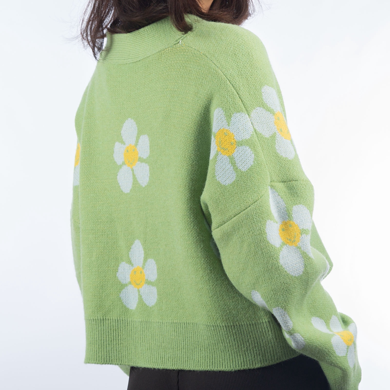 Chicuu Women Sweater Flower Long Sleeve 