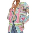 thumbnail image 2 of Blazer Décontracté pour Femmes Mi-Long Blouse à Simple Boutonnage Col en V Veste de Loisirs Imprimée Mode Cardigan Ajusté, 2 of 7