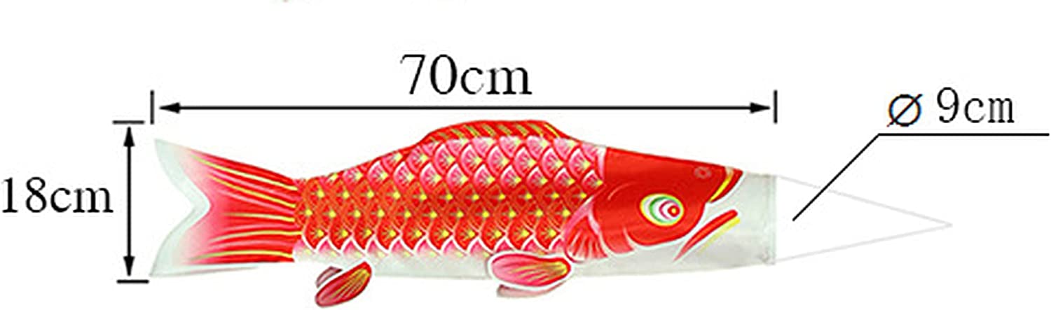 Japanese Nylon Koinobori Windsock - Red Carp Streamers Kit Flag Set