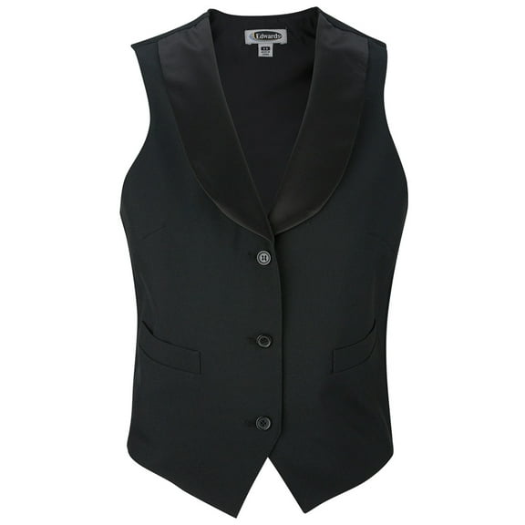 Edwards 7495 LADIES SATIN SHAWL VEST, L R, BLACK