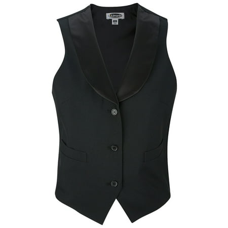 Fully Lined Jacket - Ed Garments Women's Fully Lined Black Satin Shawl Vest, BLACK, Small