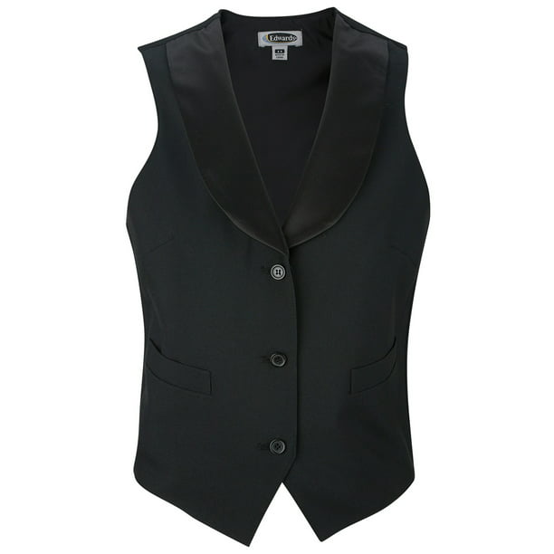 Ed Garments Women's Fully Lined Black Satin Shawl Vest, BLACK, Small ...